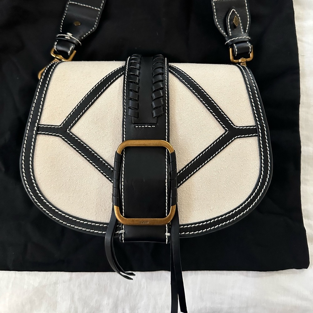 ba&sh Leather Linen Teddy Crossbody Bag - Picture 7 of 13
